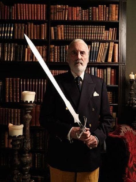 Hammer Horror Films on Twitter: "Christopher Lee holding a sword in a library- 2008… " Hammer Horror Films, Peter Cushing, Christopher Lee, Holy Roman Empire, Horror Icons, Classic Horror, The Villain, Film Movie, Horror Films