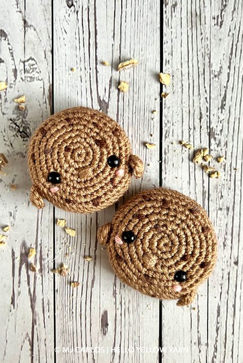 Crochet Fortune Cookie Pattern, Cookie Crochet Pattern Free, Crochet Cookies Free Pattern, Crochet Chocolate Chip Cookie Pattern Free, Free Crochet Cookie Pattern, Crochet Cookie Pattern, Heart Cookie Crochet Pattern, Cookie Crochet, Market Patterns