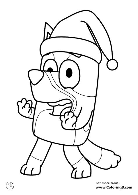 Bluey christmas hat coloring page Bluey Coloring Pages Christmas, Christmas Bluey Coloring Pages, Bluey And Bingo Coloring Pages, Coloring Sheets Christmas, Bluey Christmas Coloring Pages, Bluey Coloring Pages, Bluey Y Bingo, Christmas Window Painting, Christmas Window