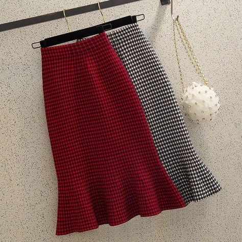 Fishtail Skirt, Women Sweaters Winter, Skirts Midi High Waisted, Knit Midi Skirt, Half Skirt, Mermaid Skirt, Harajuku Fashion, Knitting Women, Types Of Skirts