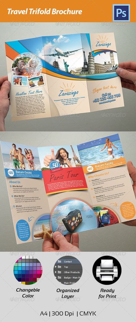 Travel Trifold Brochure Zoo Brochure, Brochure Psd, Bebas Neue, Professional Brochure, Trifold Brochure Design, Travel Brochure Template, Graphic Design Brochure, Leaflet Design, Presentation Layout