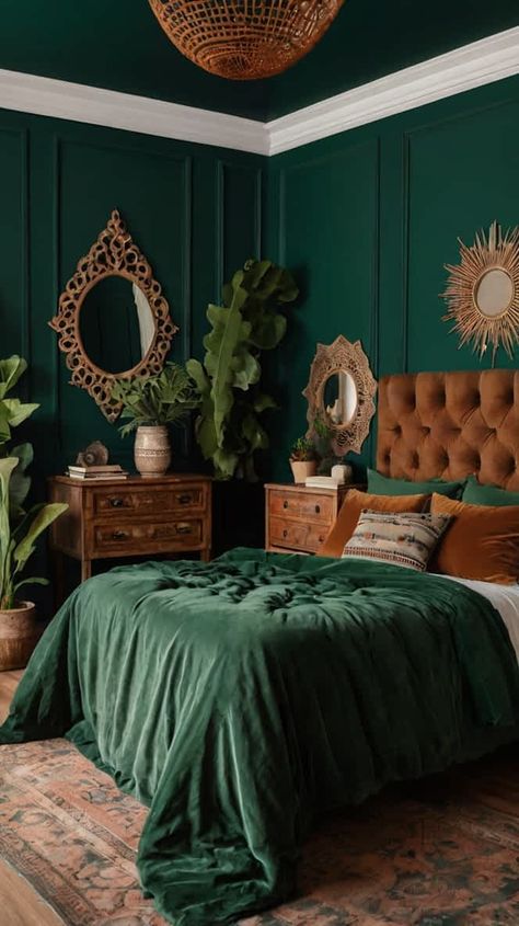 20 Dark & Rusty Boho Bedroom Decor Ideas Dark Boho Bedroom, Girls Boho Bedroom, Bedroom Inspirations Boho, Boho Bedroom Decor Ideas, Earthy Textures, Bohemian Decor Inspiration, Bedroom Bohemian, Boho Interior Design