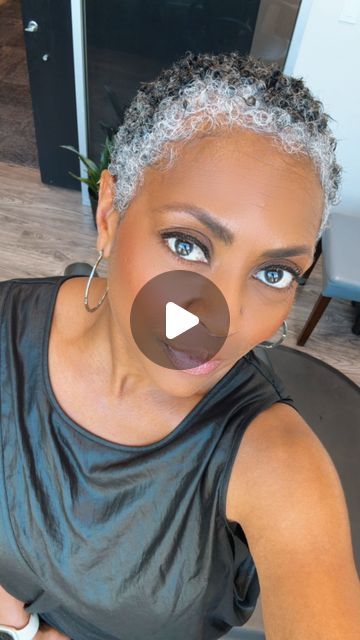 Pixie Natural Hair, Natural Hair Pixie Cut, Black Pixie Cut, Grey Hair Journey, Black And Grey Hair, Healthy Relaxed Hair, Black Pixie, Short Relaxed Hairstyles, Short Natural Haircuts