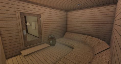 Bloxburg Sauna, Blocksburg Room Ideas￼, Collage Des Photos, Dream Mansion, Sauna Room, Outdoor Spa, Spa Room, Beauty Spa, House Inspo