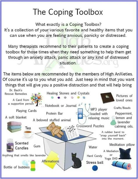 Coping box - great idea. Please notice the there's a kitty. I don't suggest you put it in the box though. :-) Coping Toolbox, School Social Work, Therapeutic Activities, Counseling Activities, Child Therapy, Counseling Resources, Quotes Thoughts, Therapy Worksheets, Group Therapy