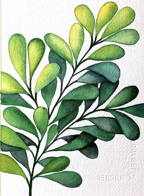 Watercolor Leaves Painting, Paintings Of Leaves, Coloring Leaves, Green Leaves Painting, Leaves Pictures, Foliage Painting, Drawing Leaves, Leaf Paintings, Leaves Drawing