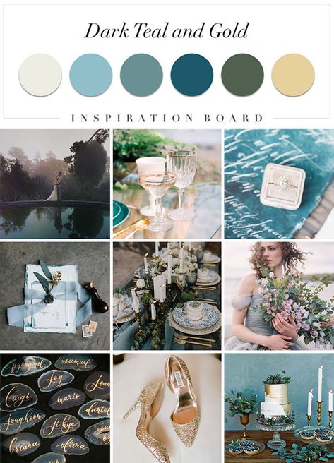 Dark Teal Gold Wedding, Dark Teal Wedding Theme, Dark Teal And Gold Wedding, Teal And Gold Wedding, Teal Gold Wedding, Teal Wedding Theme, Dark Teal Weddings, Gold Beach Wedding, Slate Blue Wedding