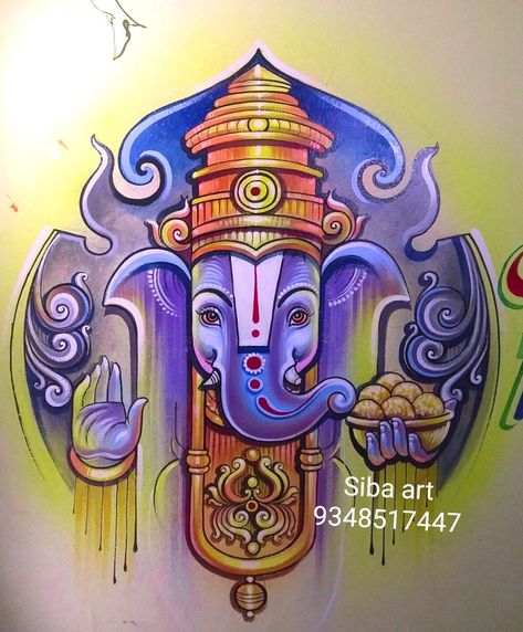 Wedding Art Painting, Marriage Wall Art, Diwali Painting, Ganesh Art Paintings, Ganesha Tattoo, Boho Art Drawings, Buddha Art Painting, Indian Art Gallery, Ganesh Art