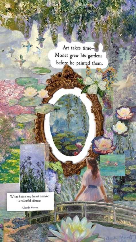 I can't draw an oval to save my life #monet #monetcollage #monetpainting Monet Nursery, Cloud Monet, Artist Research Page, I Can't Draw, Claude Monet Art, Monet Art, Monet Paintings, Save My Life, Nursery Themes