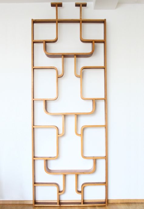 Decorative room divider wall unit from the sixties by Ludvík Volák for Ton Czechoslovakia Mid Century Room Divider, Asian Room, Wall Unit Designs, Decorative Room Dividers, Wall Storage Unit, Modern Coat Rack, Divider Design, Metal Wall Shelves, Room Divider Walls