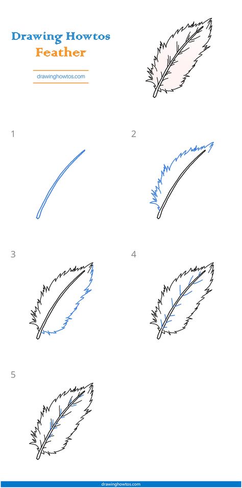 How to Draw a Feather - Step by Step Easy Drawing Guides - Drawing Howtos How To Draw A Feather, Feathers Drawing, Easy Drawing Guides, Feather Drawing, Drawing Guides, Draw Two, Guided Drawing, Easy Drawing, Drawing Tutorial