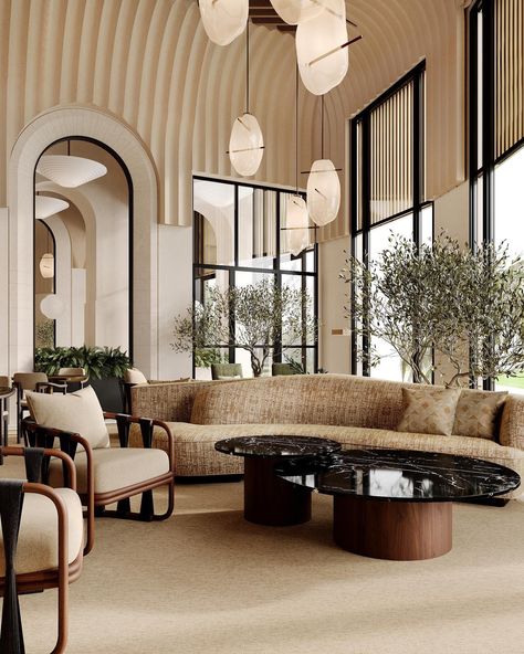 The main lobby at the Mantera 5* Resort. We emphasized organic forms and natural colors that were taken in from the exterior palette outside. We were influenced by the natural reserve that is located just across the luxurious 10 hectare property. #hotel #luxuryhotelinterior #luxuryinterior #hotellobby #lobbyinterior #organicforms #organicpalette #hoteldesign #designhotel #designhotels #interiordesign #hospitalitydesign British Colonial Lounge, Hotel Lobby Sofa Design, Interior Design Hotel Room, Luxury Hotel Lobby Lounge, Hotel Lounge Interior, Lobby Lounge Seating, Hotel Lounge Seating, Hotel Lounge Area, Hotel Lobby Seating