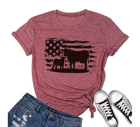 PRICES MAY VARY. ❤ Material: Cotton blend, super soft and comfortable to wear. ❤ Features: Funny animal cow graphic shirt tops, cattle cowgirl t-shirt tops, cow print top shirts, western shirts for women, funny cow gift tee tops, casual country farm shirt tops, cow gifts for women, heifer shirt animal cow lover tees clothes, cute holiday vacation trip tee blouse, round neck short sleeve, this casual style tee funny shirt will make you more attractive, and more fashionable. ❤ Occasion: Super soft Nice Shirts For Women, Cow Print Top, Western Shirts For Women, Heifer Shirt, Cowgirl Tshirt, Heat Press Shirts, Vacation Tops, Cow Shirt, Only Jeans