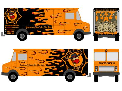 Grilled Cheese Bandits - food truck wrap Food Truck Painting Ideas, Truck Design Ideas, Food Truck Designs, Foodtrucks Ideas, Ice Cream Car, Mobile Restaurant, Truck Wrap, Truck Graphics, Food Van