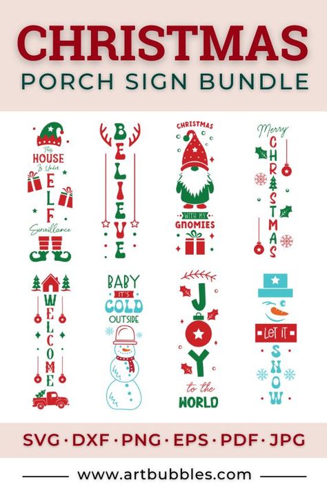 Get ready to decorate your porch with this Christmas Porch Sign SVG Bundle Vol 3. #christmas #christmasdecorideas #christmascrafts #christmasporchsign #christmasporchdecor Porch Sign Svg, Welcome Signs Front Door, Christmas Porch Decor, Front Door Signs, American Flag Background, Christmas Svg Files, Laser Cut Sign, Porch Sign, Christmas Porch