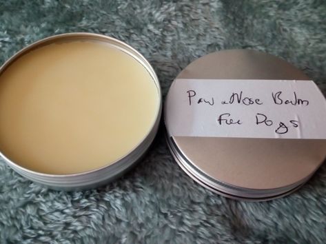 How To Make Dog Paw Balm, Diy Dog Paw Balm Vegan, Dog Paw Ointment Diy, Diy Dog Nose Balm, Nose Balm For Dogs Diy, Dog Paw Balm Diy, Dog Paw Balm Recipe, Paw Balm For Dogs Diy, Diy Paw Balm For Dogs