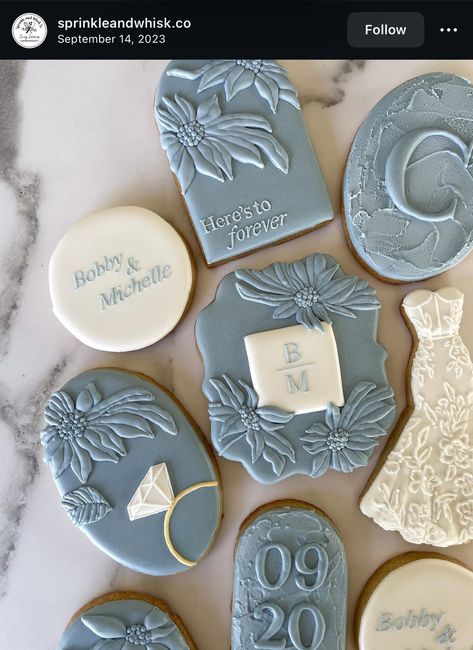 Bride Cookies, Wedding Cookies Decorated, Cookies Decoration, Wedding Shower Cookies, Anniversary Cookies, Flower Sugar Cookies, Bridal Cookies, Floral Wedding Ring, Cookies Theme