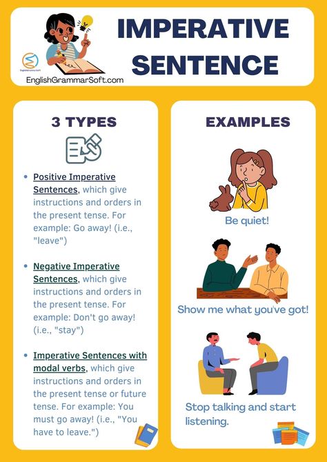 Imperative Sentences with Examples Imperative Mood, Question Tag, English Activity, Imperative Sentences, Media Pembelajaran, Sentence Examples, Advanced English Vocabulary, English Vocab, Word Choice