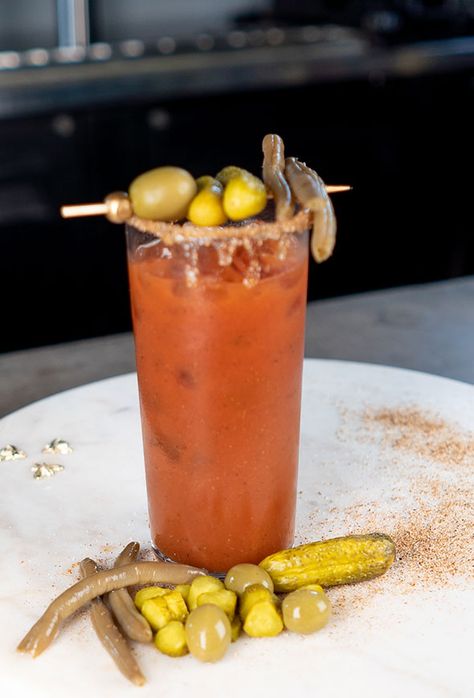 Pickle Vodka Bloody Mary Dill Pickle Vodka, Spicy Green Beans, Pickle Vodka, Pickled Okra, Day Drinking, Fresh Dill, Cajun Seasoning, Lime Wedge, Pickling Recipes