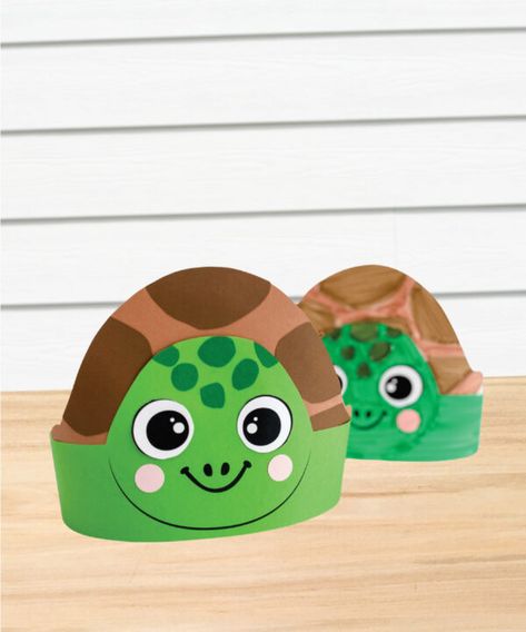 Turtle Headband, Book Themed Crafts, Paper Turtle, Diy Kid Activities, The Letter T, Turtle Crafts, Kids Craft Supplies, Headband Crafts, Easy Pets