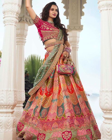 Banarasi Silk Bridal Wear Lehenga https://www.urmifashion.com/lehengas/bridal-lehenga-choli #lehenga #lehengacholi #lehengacholionline #lehengas #lehengalove #stylishlehenga #partywearlehenga #designerlehenga #festive #festivewear #lehengalove #festivecollection #onlinestore #indianclothing #clothingstore #clothing #clothingforwomen #fashionstyle #shopping #ethnicwear #womenclothing #partywear #designer #trending #onlineshopping #onlineshoppingindia #indianfashion #indianshopping #ethnic #e... Sequins Lehenga Choli, Sequins Lehenga, Multicolor Wedding, Silk Lehenga Choli, Navratri Dress, Lehenga Online, Anarkali Gown, Indian Lehenga, Casual Saree