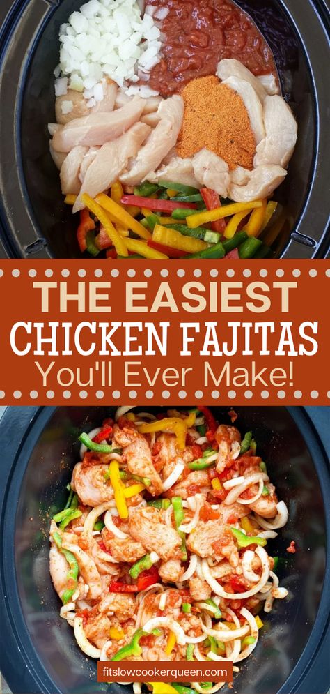 Slow Cooker Chicken Fajitas, Chicken Fajitas Recipe, Easy Chicken Fajitas, Fajitas Recipe, Easy Chicken Recipe, Easy Crockpot Dinners, Crockpot Dinners, Fajita Recipe, Crockpot Dishes