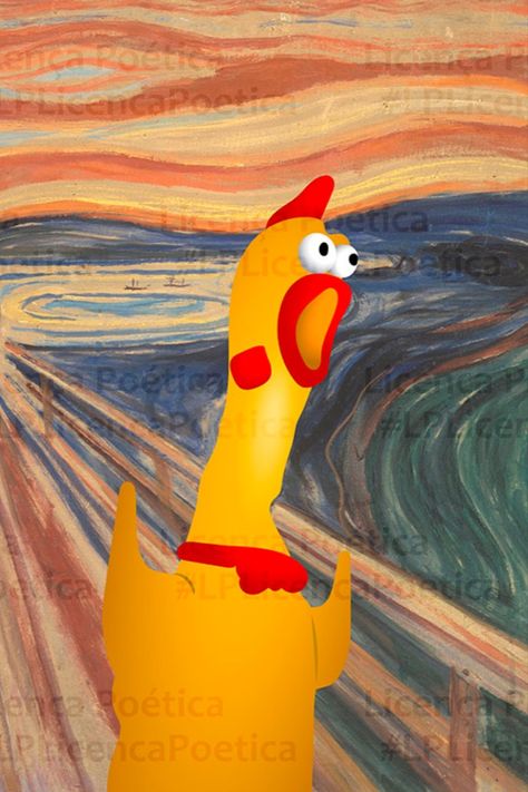 Chicken Wallpaper, Chicken Drawing, Rubber Chicken, Chicken Crafts, The Scream, Edvard Munch, Chicken Art, Chickens And Roosters, Funny Tattoos