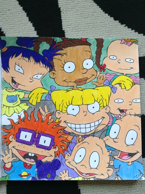 Nickelodeon's The Splat Coloring The 90s Adult Coloring Book #Rugrats Rugrats Painting Canvas, 90s Canvas Painting Ideas, Rugrats Sketch, Rugrats Drawings, Rugrats Painting, Nickelodeon Coloring Pages, Rugrats Art, 90s Painting Ideas, 90s Cartoon Canvas Painting