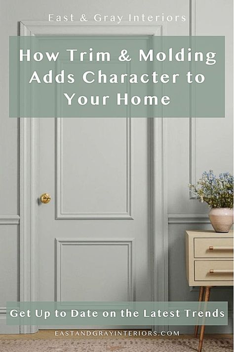 Ready to add more character to your home? This post will show and teach you about the various types of molding and trim styles, and how they can add character to the home. More interior design tips, advice, and inspiration at East and Gray Interiors. Trim And Molding Styles, Custom Trim Work, How To Add Trim To Walls, Colonial Trim Interior, Transitional Trim Moldings, Interior Trim Styles, Mouldings And Trim Ideas, Door Trim Ideas Moldings, Old English Interior