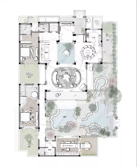 Spa Layout Design Floor Plans, Spa Layout Design, Japanese Home Design Floor Plans, Spa Layout, Traditional Japanese Home, Japanese Home Design, Design Floor Plans, Mansion Floor Plan, Courtyard House Plans