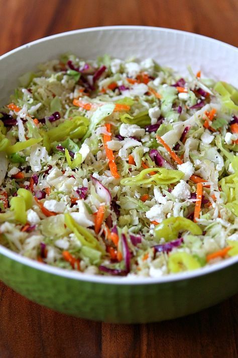 Sharing a recipe for Greek Style Cole Slaw- a lighter recipe with a lemon-oregano vinaigrette and feta cheese. Recipe With Feta Cheese, Feta Cheese Recipes, Feta Recipes, One Pot Dinners, Cole Slaw, Recipe Girl, Slaw Recipes, Coleslaw Recipe, Greek Style