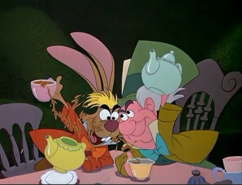 March Hare & Mad Hatter, Alice in Wonderland Iconic Duos In Movies, Mad Hatter Cartoon, Mad Hatter Disney, Alice In Wonderland Cartoon, The March Hare, Mad Hatter Alice In Wonderland, Hatter Alice In Wonderland, Doodle Animation, Alice In Wonderland 1951