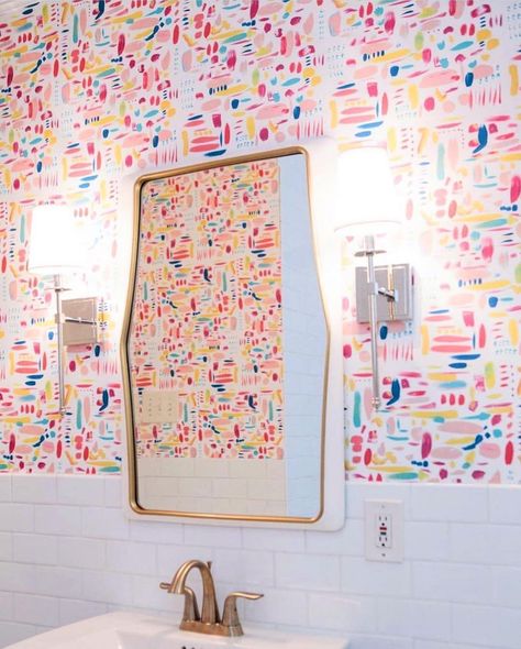 Katie Kime on Instagram: “Remy Dabs - named and created after a trip to the asylum where Van Gogh resided in the South of France - hand painted and installed here in…” Katie Kime Wallpaper, Preppy Bathroom, Preppy House, Katie Kime, College Bedroom, The Asylum, Preppy Room, Room Goals, Preppy Wallpaper