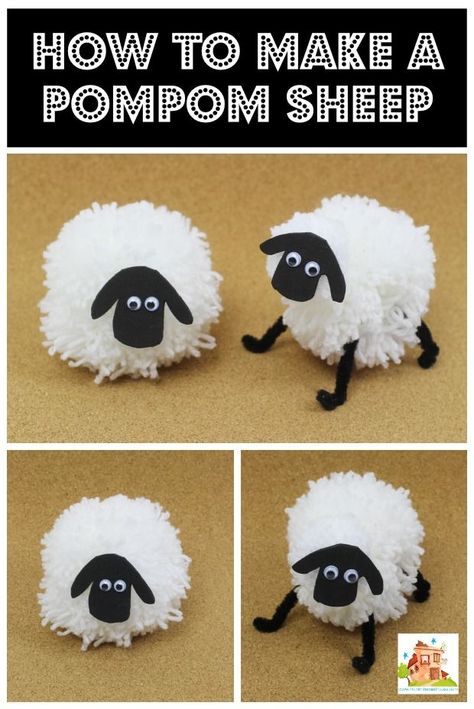 How to make a pompom sheep via mum in the mad house.  Great kids craft for Chinese New year - year of the sheep or for the Shaun the Sheep movie Pompom Sheep, Make A Pompom, Diy Osterschmuck, Pom Pom Animals, Sheep Crafts, Pom Pom Crafts, Easter Decorations Dollar Store, Easter Decorations Vintage, Easter Decorations Christian