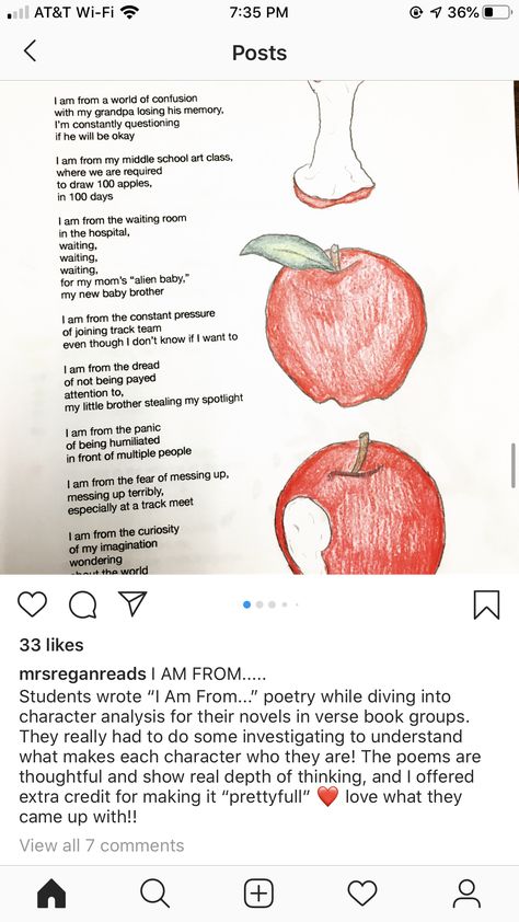 @mrsreganreads (instagram) owns this. Where I Am From Poem, I Am From Poem, I Am Poem, Art School, Poetry, Instagram