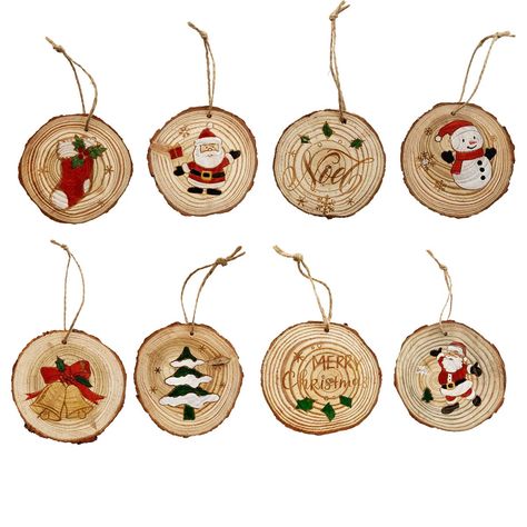 PRICES MAY VARY. The rustic Christmas tree hanging ornaments set are made of durable solid wood.Hand-painted with Santa, snowman, jingle bell,snowman,Christmas tree,Christmas socks,etc., creating a festival cheer during the holiday season. This hanging wood slices snowman ornaments sets for Christmas tree for tree measure approximately: 3.5''x3.5'';Comes with a jute rope and easy to hang from the Christmas tree or any tree branch for Christmas holiday decoration. Rustic decorative hanging Christ Angel Paintings, Christmas Addition, Santa Christmas Tree, Farmhouse Christmas Ornaments, Snowman Christmas Ornaments, Hanging Christmas Tree, Christmas Tree Painting, Christmas Hanging Decorations, Snowman Painting