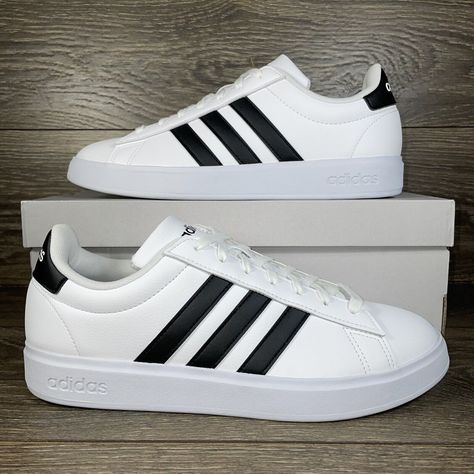 adidas Men's Grand Court 2.0 White Black Athletic Tennis Shoes Sneakers Trainers Get a price at https://copapair.com/adidas-mens-grand-court-2-0-white-black-athletic-tennis-shoes-sneakers-trainers/ Branded Sneakers, Athletic Tennis Shoes, Tennis Adidas, Adidas White Shoes, Adidas White Sneakers, Samba Shoes, White Shoes Men, Adidas Grand Court, Adidas Shoes Mens