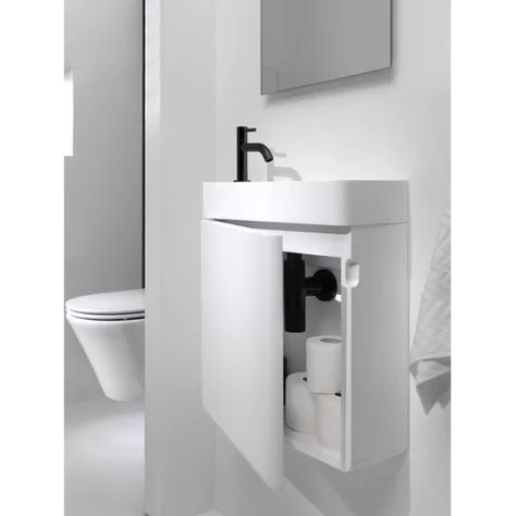 Small Half Bathrooms, Toilet Design Modern, Small Downstairs Toilet, Bathroom Redecorating, Bathroom Furniture Design, Small Bathroom With Shower, Small Toilet Room, Small Bathroom Sinks, Cottage Room