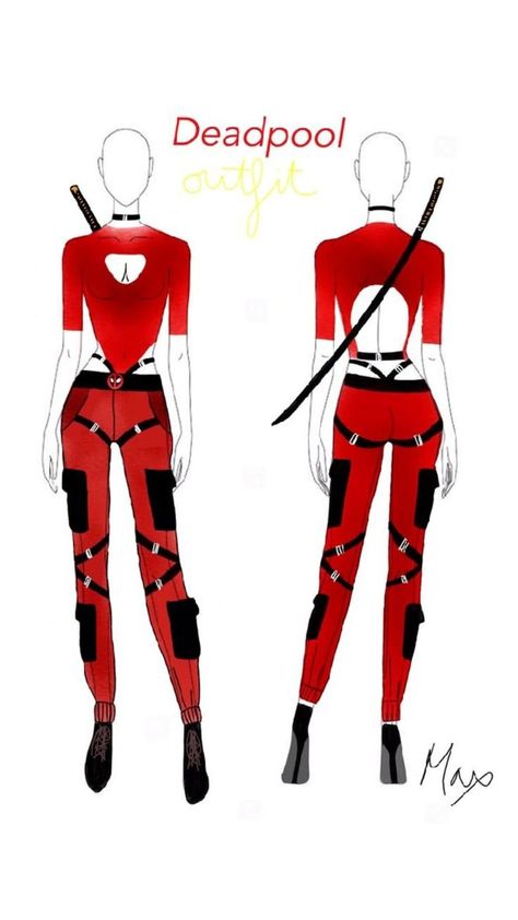 Deadpool Outfit Ideas Women, Halloween Costumes Deadpool, Deadpool Cosplay Diy, Deadpool Girl Costume, Lady Deadpool Costume, Red Bodysuit Costume, Deadpool Inspired Makeup, Deadpool Costume Women, Deadpool Inspired Outfit