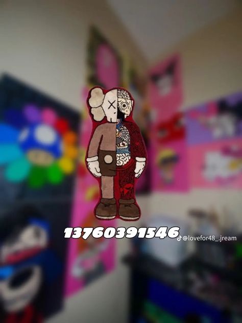 Kaws Bloxburg Decals, Spiderman Decals Bloxburg, Kaws Decals Codes Bloxburg, Roblox Decor, Pictures Codes, Roblox Wallpaper, Y2k Pictures, Kylie Jenner Baby, Boys Decal