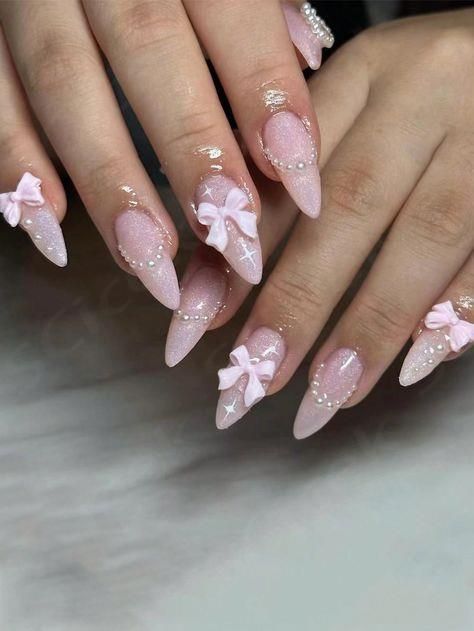 nails | nails acrylic | nails 2024 | nails 2024 trend | nails inspiration | nails autumn 2024 | fall nails | gel x | gel extensions | nails for fall | fall inspo | floral nails | cute nails | almond shaped nails | almond nails | press on nails | natural nails | manicure | pedicure | short nails | long nails | acrylic nails | spring nails | summer nails | k-nails | korean nails | jelly nails |  ... more Nail Art For Party, 3d Bow Nails, Korean Inspired Nails, Japanese Nail Art Kawaii, Nail Inspo Korean, Cute Kawaii Nails, Cute Korean Nails, Pink French Tip Nails, Nail Embellishments