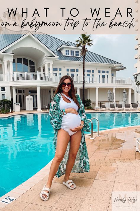 Pregnancy Announcement Beach, Babymoon Outfits, Beach Babymoon, Babymoon Ideas, Amazon Swimsuit, Beach Mom, Maternity One Piece, Beach Vacation Style, Pool Outfits