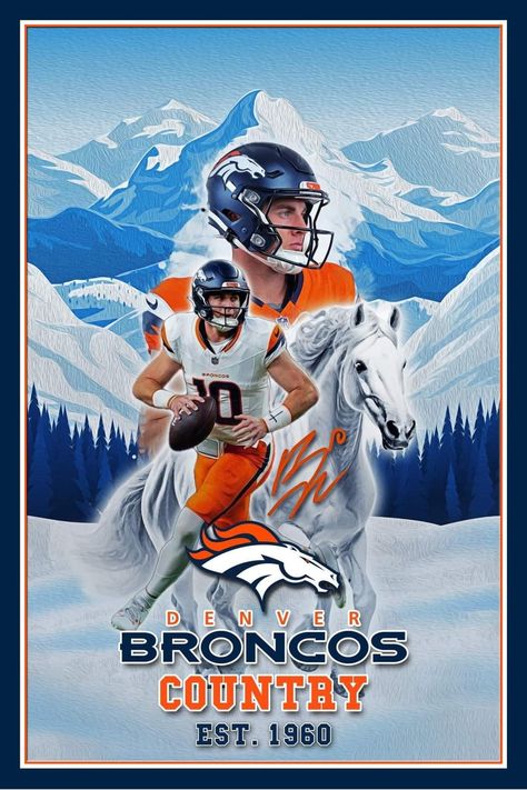 Bo Nix Broncos, Denver Broncos Art, Denver Broncos Wallpaper, Broncos Wallpaper, Cool Football Pictures, Football Guys, Broncos Cheerleaders, Denver Bronco, Denver Broncos Logo