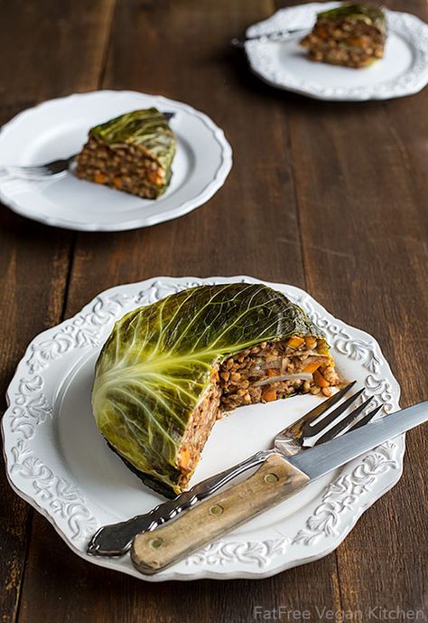 Vegan Chou Farci (Cabbage Stuffed with Barley and Lentils) (Instant Pot instructions) Cabbage Stuffed, Vegetable Bouillon, Cooked Lentils, Lentils Vegan, Pearl Barley, Vegetable Broth, Bouillon Cube, Lentil Recipes, Bay Leaf