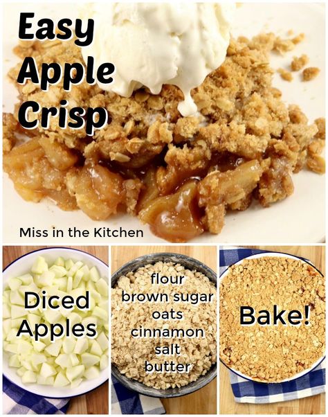 Apple Deserts Easy, Desserts Cinnamon, Old Fashioned Home, Apple Crisp With Oatmeal, Apple Crisp Topping, Easy Apple Crisp, Easy Apple Crisp Recipe, Apple Desserts Easy, Fresh Apple Cake