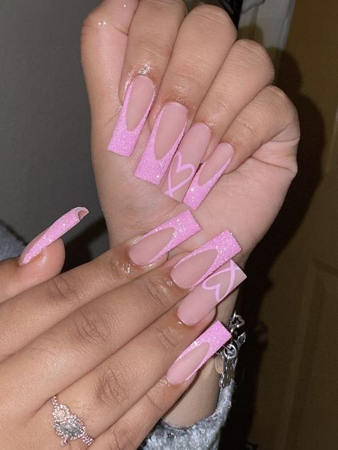 Pink  Collar    Color Nails Embellished   Beauty Tools Sweet 16 Nails, Glitter Rosa, Pink Glitter Nails, Baby Rosa, Acrylic Nails Coffin Pink, Fake Nail, Bling Acrylic Nails, Short Acrylic Nails Designs, Pink Acrylic Nails