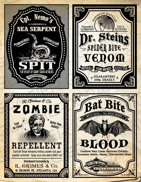 Free Apothecary Labels, Alien From Toy Story, Alien Ears, Halloween Apothecary Labels, Halloween Bottle Labels, Spooky Background, Free Printable Halloween, Halloween Apothecary, Bottle Labels Printable