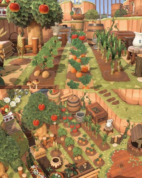 Acnh Mini Orchard, Flower Farm Acnh, Animal Crossing Old Town, Acnh Natural Town, Orchard Animal Crossing, Acnh Natural Island, Animal Crossing Orchard, Acnh Farm Design, Acnh Orchard