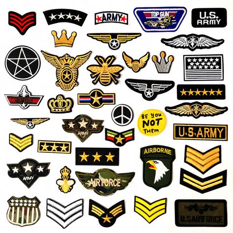 Indian Larry Motorcycles, Airborne Army, Clothes Stickers, Arm Work, Applique Sewing, Sew On Badges, Army Patches, Pvc Patches, Golden Crown