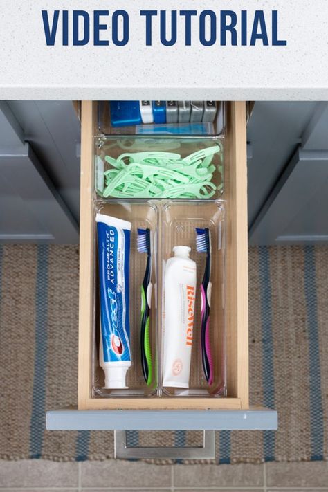 Toothbrush Drawer, House Design Bathroom, Bathroom Vanity Storage Ideas, Bathroom Drawer Organization Ideas, Interior Bathroom Design, Bathroom Toothbrush Storage, Kids Bathroom Vanity, Kids Bathroom Organization, Bathroom Drawer Storage